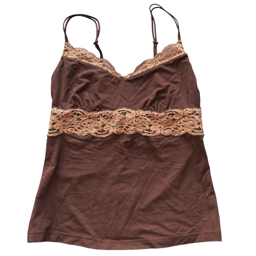 Cosabella Made in Italy S brown lace time camo tank top straps